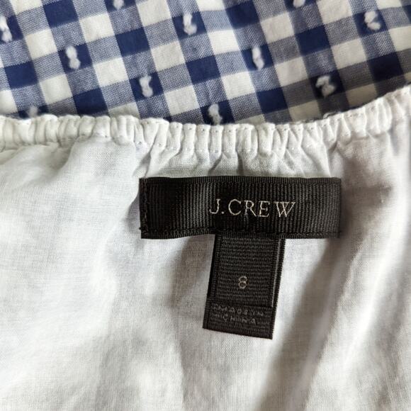 J Crew Blue and White Gingham Flutter Cami Top Sz 8 - Picture 7 of 9
